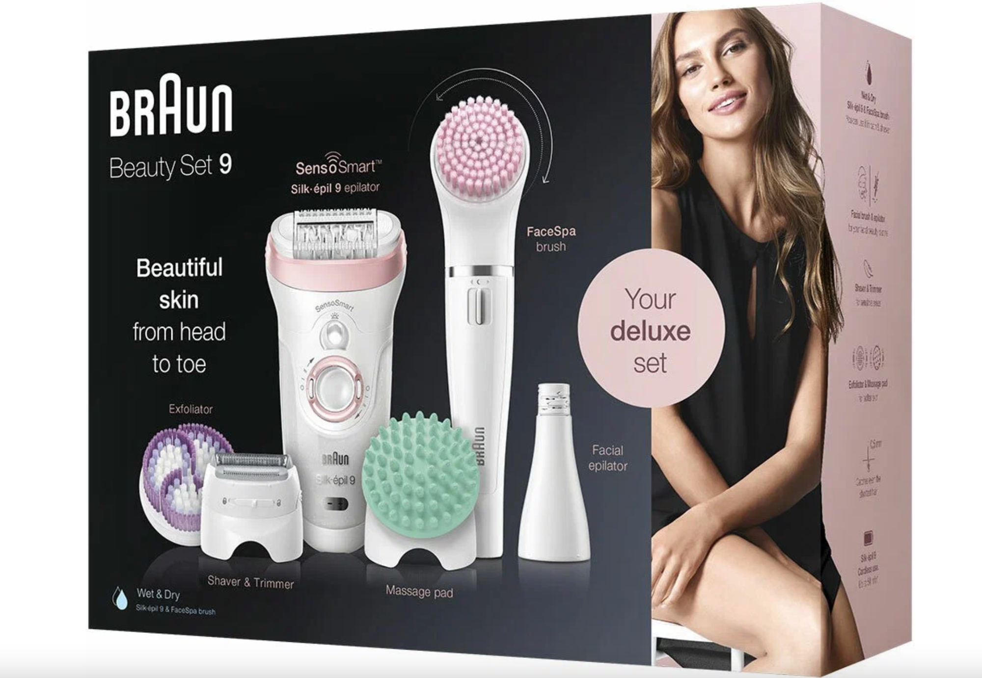 Эпилятор Braun SES 9-985 Silk-epil 9 Beauty Set, белый, розовый