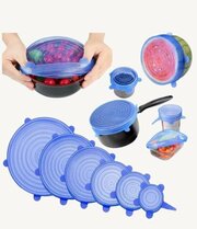 Набор крышек для посуды универсальные силиконовые, 6 шт. Синий