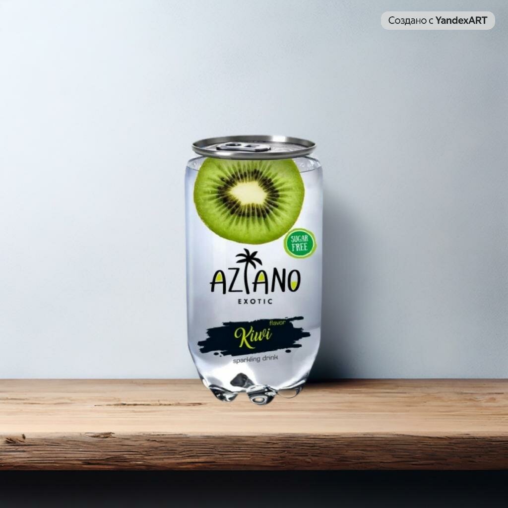 Напиток газированный лимонад Aziano - Киви, упаковка 6 шт, 0,350