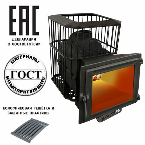 фото Печь для бани дровяная чугунная пегас 16 панорама сетка