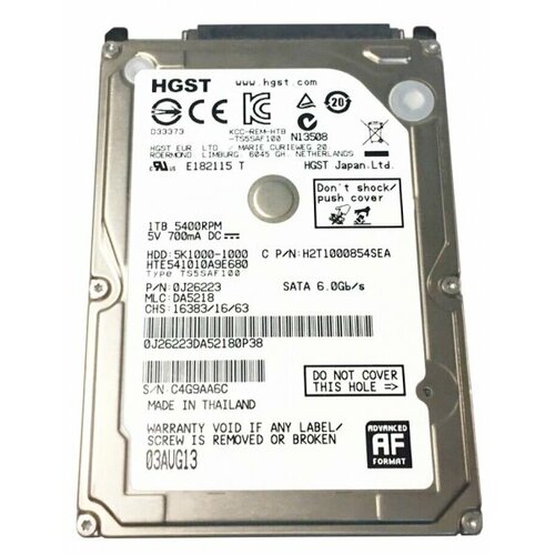 Жесткий диск Hitachi HTE541010A9E680 1Tb 5400 SATAIII 2,5
