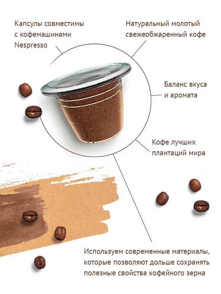 Живой кофе Espresso Strong в капсулах для кофемашины Nespresso (неспрессо) 50 гр (10 капсул по 5 гр)