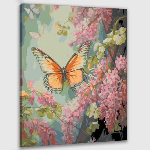 Картина по номерам 50х40 Бабочки в саду
