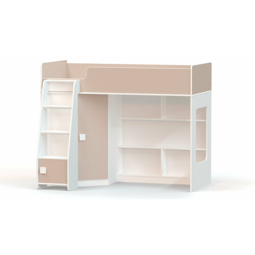 Кровать-чердак с угловым шкафом Ridgimmi 21 белаякапучино 29702₽