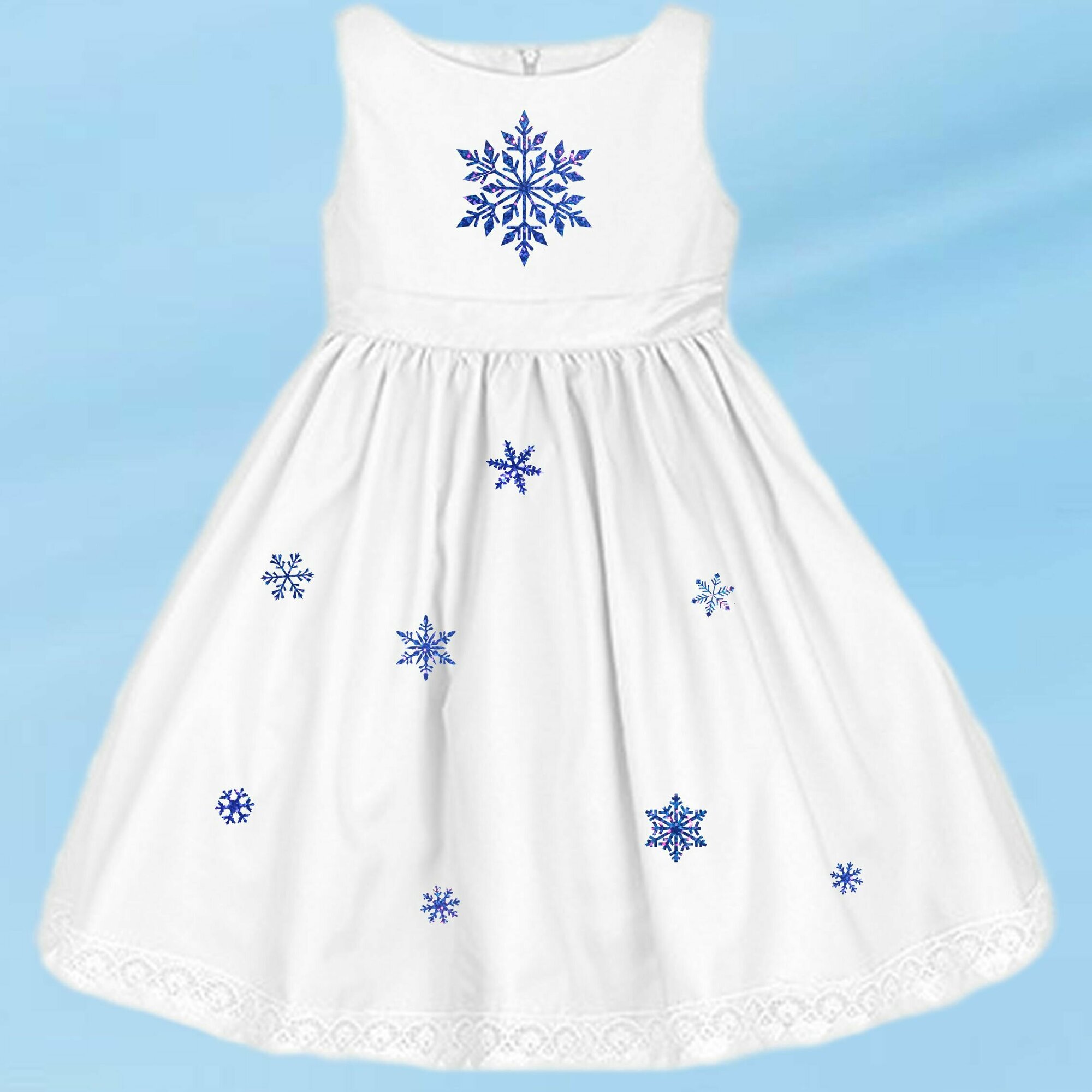 Термонаклейки для одежды новогодние "Снежинки", набор, 20х14 см, синий голографик