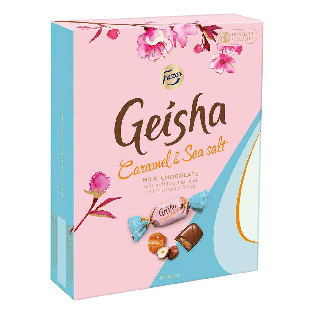 Конфеты из молочного шоколада с фундуком соленой карамелью Fazer Geisha Caramel & Sea Salt, 150 гр. Финляндия