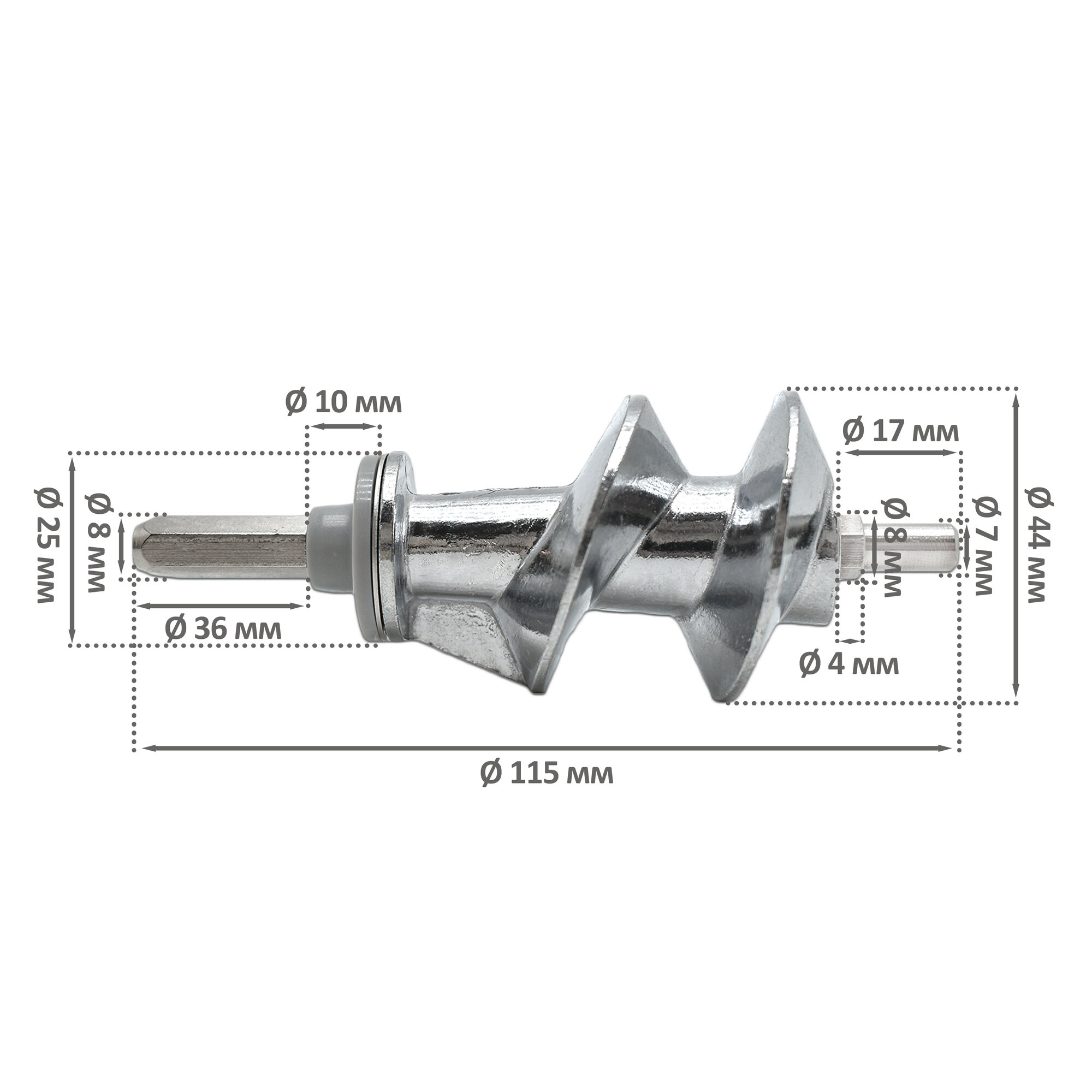 Шнек мясорубки Moulinex, шестигранник, длинный шток, SS-989843