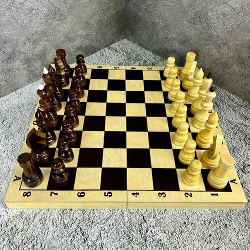 Шахматы Турнирные утяжелённые в комплекте с доской (дерево, 40х20х5,5 см) шахматы турнирные в комплекте с доской