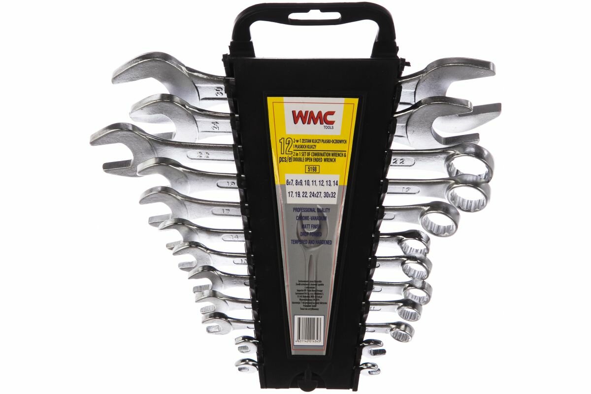 фото Набор ключей WMC рожковых и комбинированных 12 предметов 6-32мм