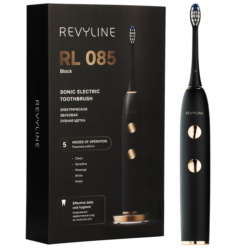 Звуковая щётка Revyline RL085, 15 режимов чистки, IPX8, чёрная