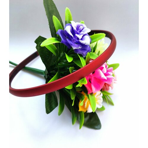 Классический тонкий ободок для волос красный матовый аксессуар для прически 330₽