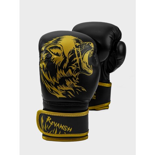 Боксерские Перчатки из искусственной кожи REVANSH WOLF BLACK 6 унций