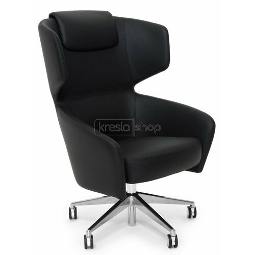 Кресло для руководителя Vento Vip VENTO VIP Alum Dakota black на роликах, черная натуральная кожа