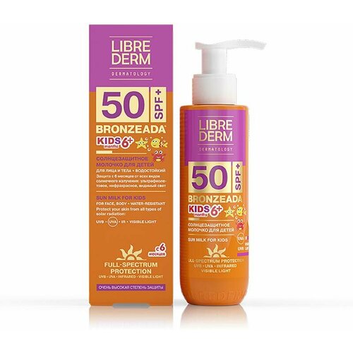 Молочко для лица и тела Librederm Bronzeada солнцезащитное детское SPF50 150мл 1947₽