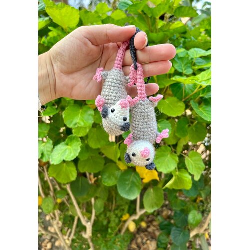 Брелок, вязаная фактура, белый, серый