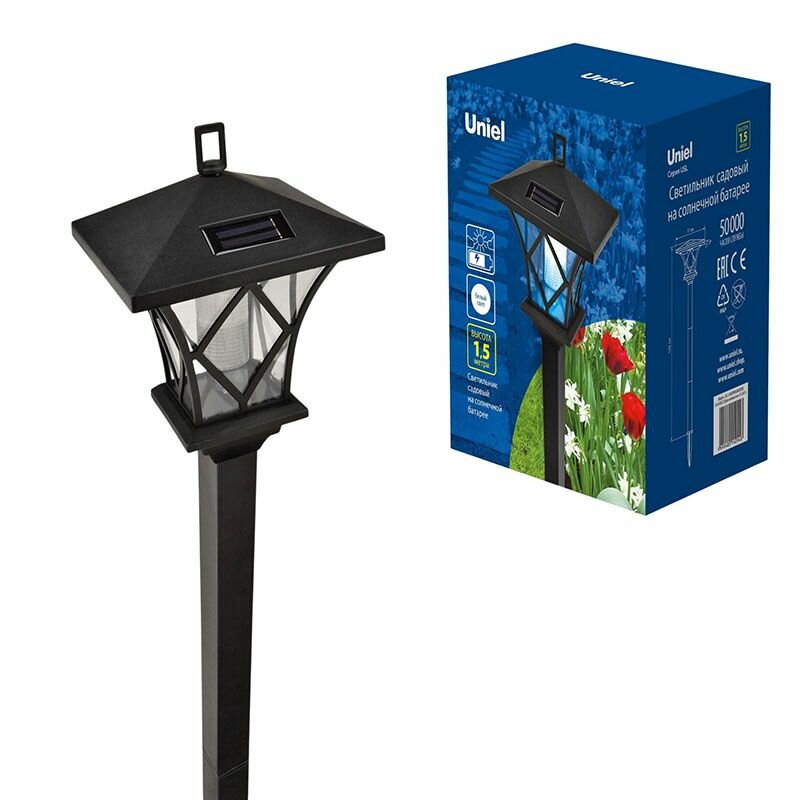 фото Светильник садовый Uniel на солнечной батарее, Ретро, 2LED, 1*AA аккум
