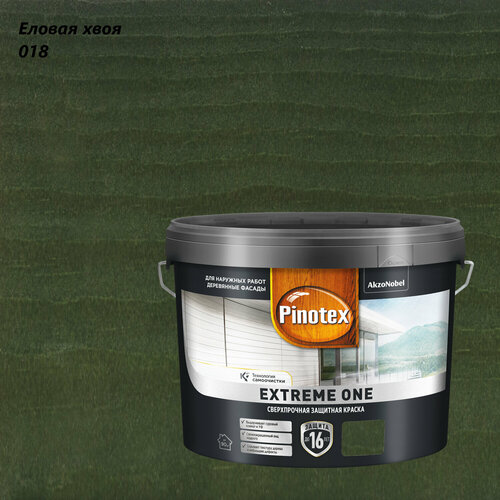 Краска защитная сверхпрочная для древесины фасадов Pinotex Extreme One 9л еловая хвоя 018 20899₽