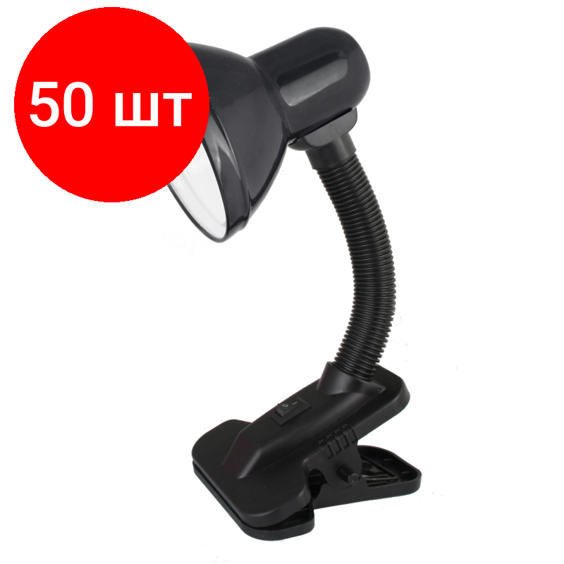 Комплект 50 штук, Светильник Ultraflash UF-320P C02 черный с прищепкой, 230В, 60Вт, E27