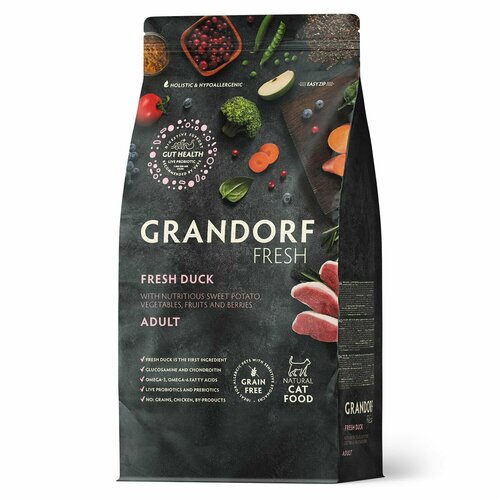 Grandorf Fresh для кошек взрослых Утка с бататом 400 гр.