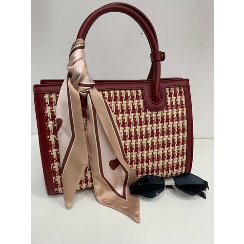 Сумка , фактура вязаная, красный