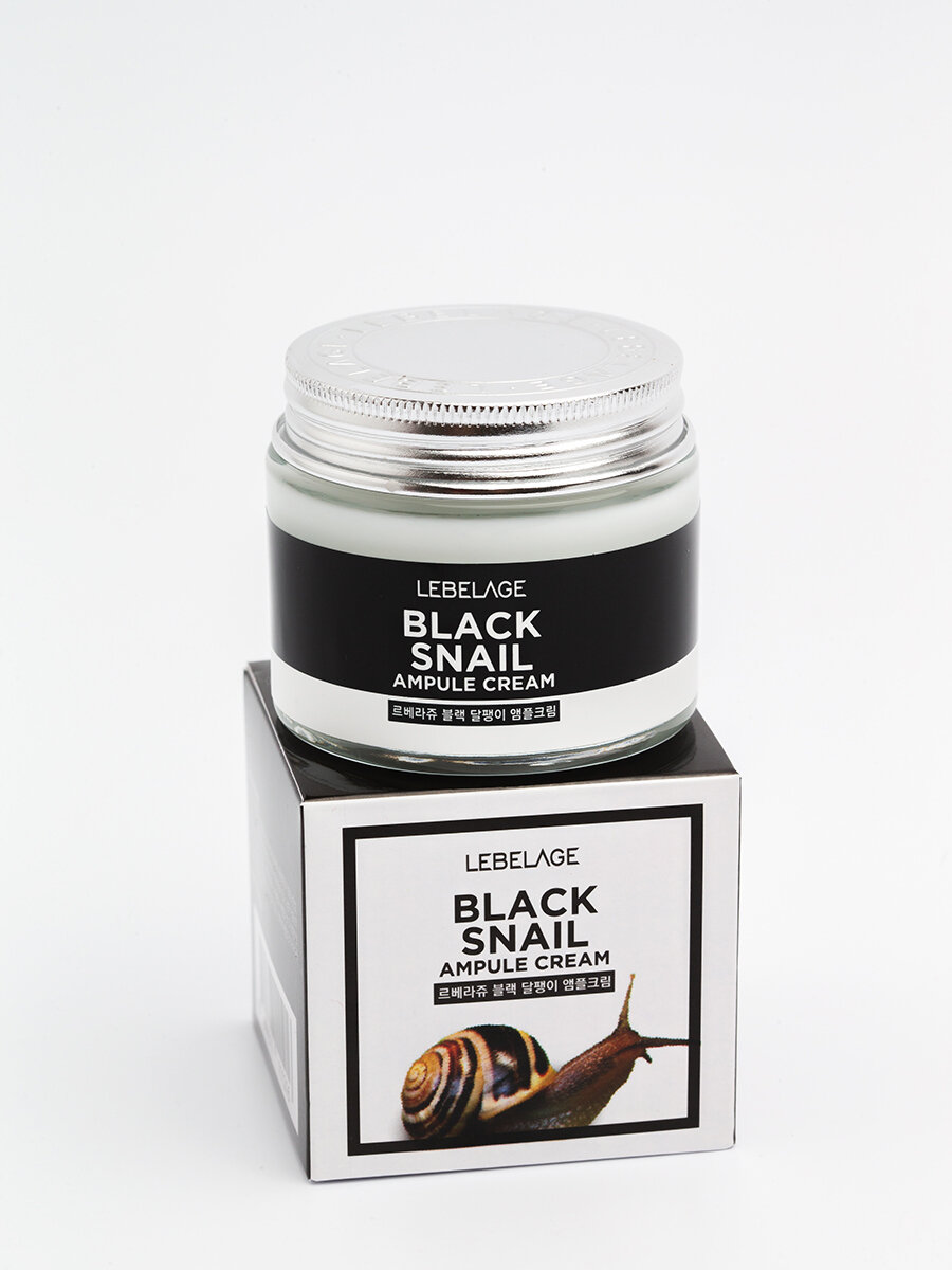 LEBELAGE Ампульный крем для лица увлажняющий, Корея. Black Snail Ampoule Cream, 70ml. Уходовая корейская косметика от морщин