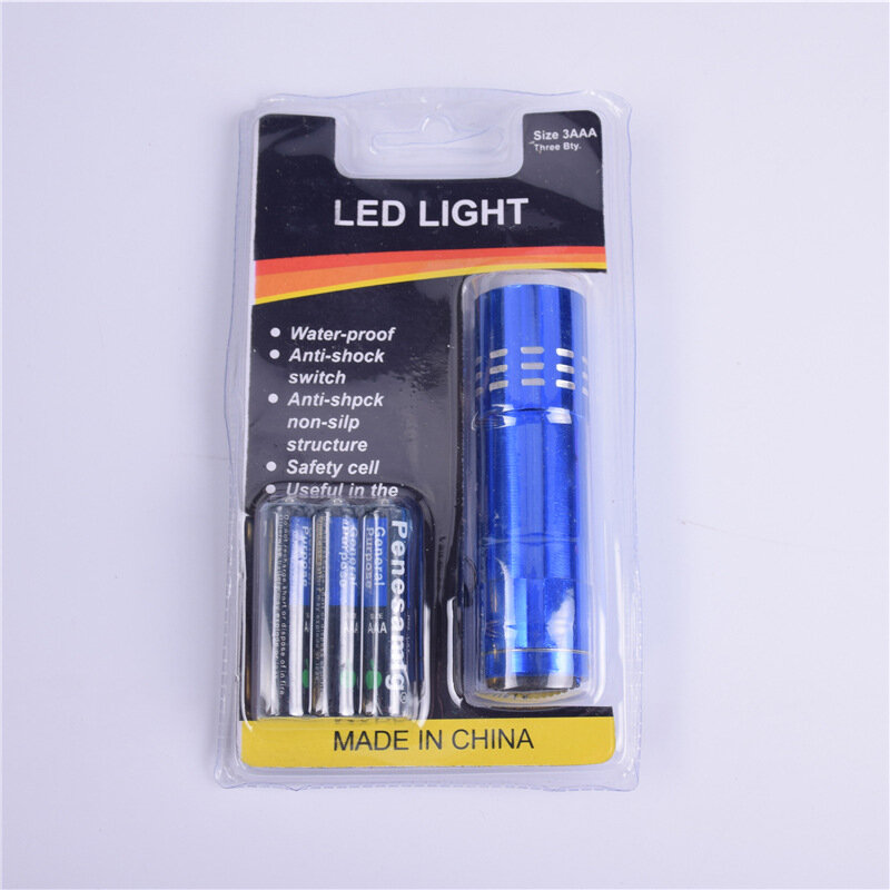 фото Фонарик Y2-1, авиационный алюминий, встроенный аккумулятор, 9 светодиодов