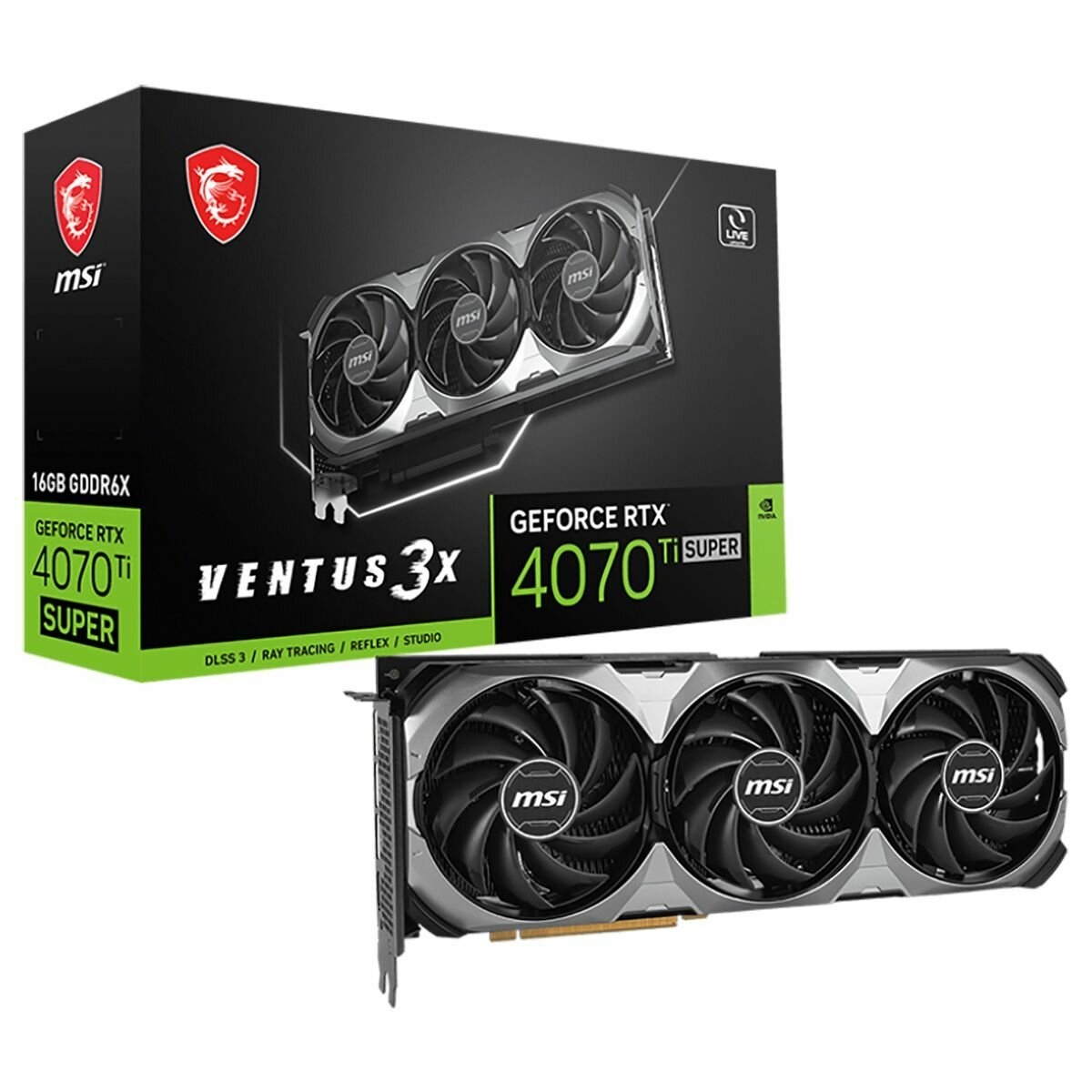 MSI RTX4070Ti SUPER VENTUS 3X 16GB GDDR6X 256bit 3xDP HDMI 3FAN RTL