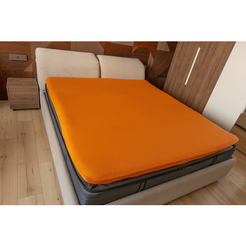 Простынь на резинке 140х200 Трикотаж Элис Текстиль высота бортика 20 см апельсин 1220₽