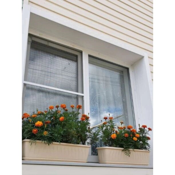 Балконный ящик пластиковый Алиция белая глина 100х18х155 см 20 л