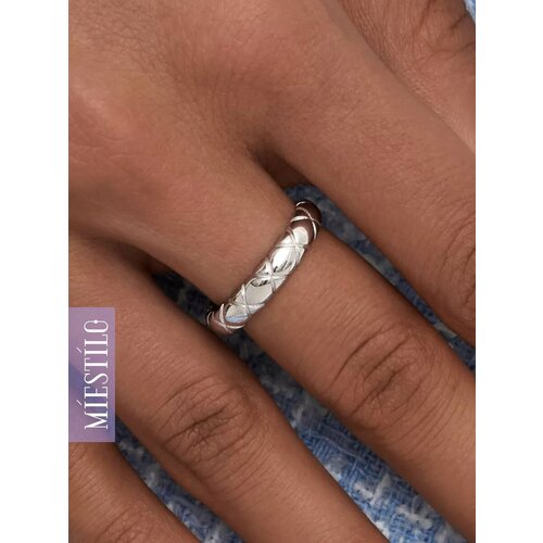 Кольцо MIESTILO серебро 925 проба родирование ширина 4 мм серый серебристый 3695₽