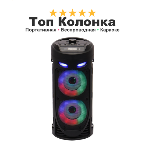 Колонка на дачу с подсветкой Party Time 4239 беспроводная портативная мощный басс радио блютуз черная 2999₽