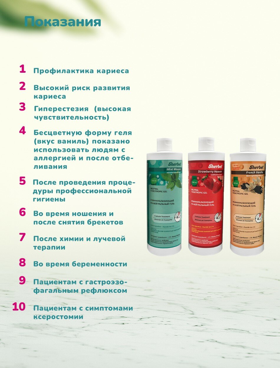 Изображение Реминерализующий рН-Нейтральный гель Sherbet Neutral Thixotropic Gel, вкус ментоловый мусс, объем 500 мл.