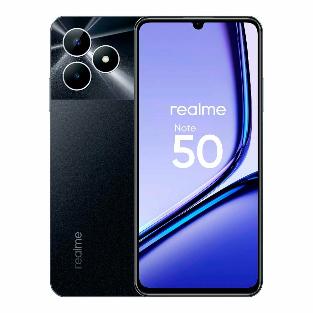 Смартфон Realme Note 50, 4ГБ/256ГБ, Midnight Black (Черный), IPS, 6.74", 90 Гц, Android 13, RU