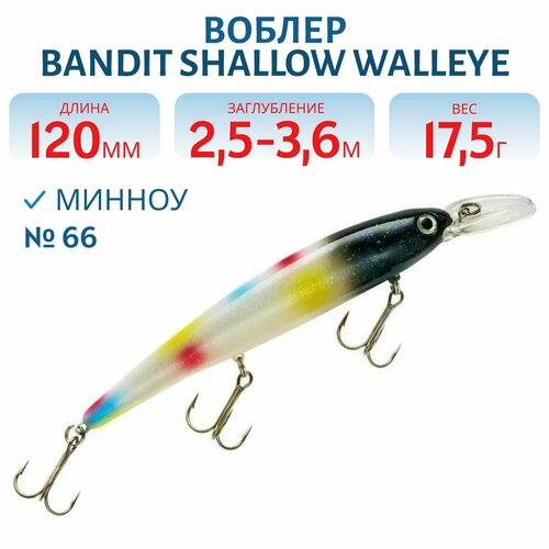 Воблер BANDIT SHALLOW WALLEYE, 120 мм, 17,5 гр, цвет 66