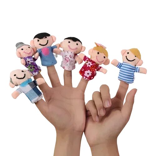 MOONBIFFY Мультяшные биологические животные пальчиковые куклы, Family 6 pcs