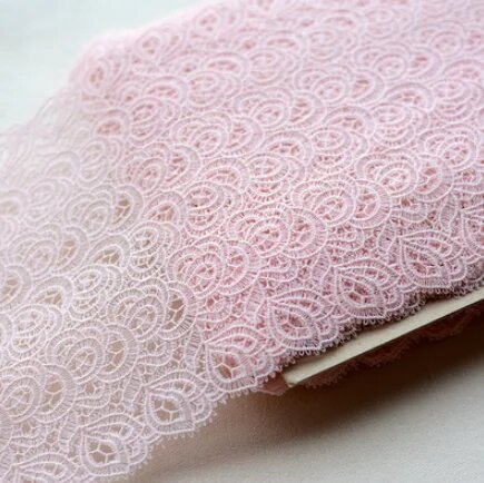 Кружевная ткань FINEFANTESYER черная/светло-розовая 18,5 см Розовый, Light Pink