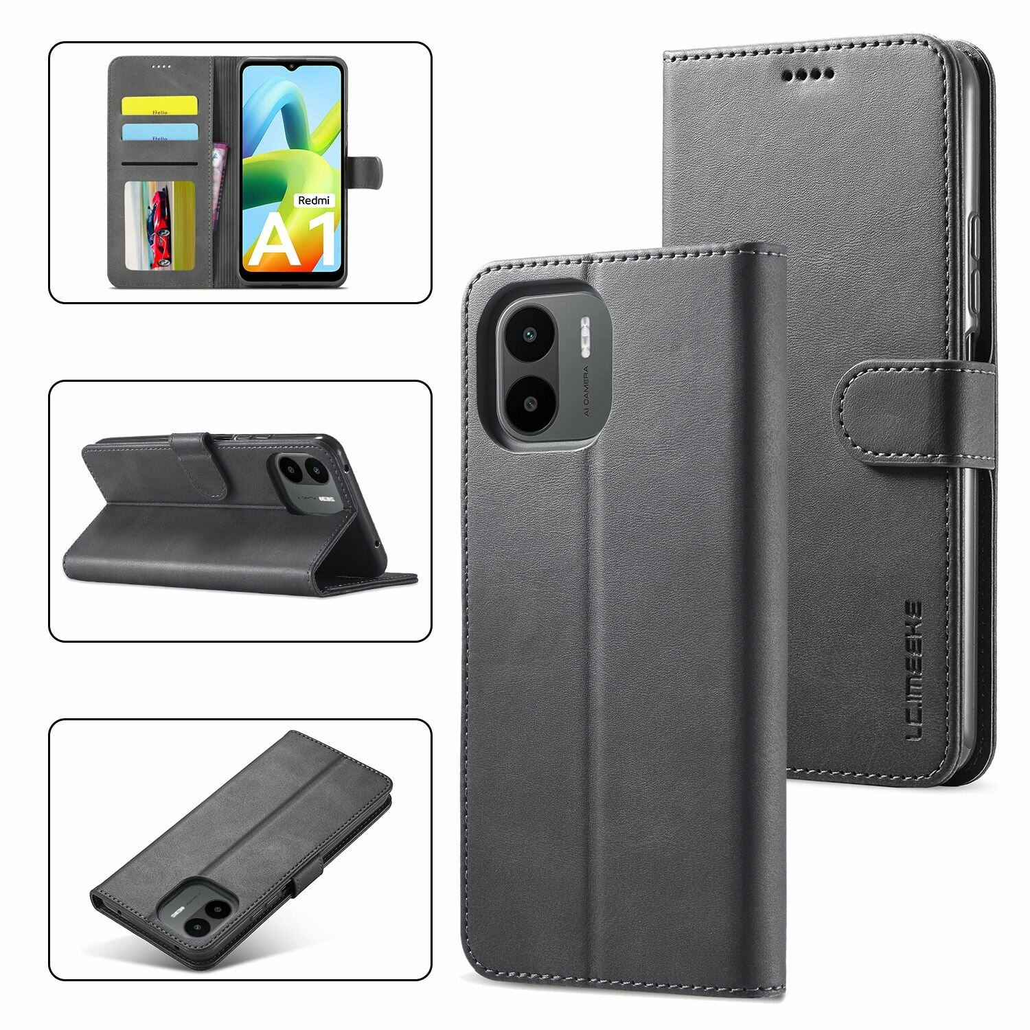 Картинки LCIMEEKE Кожаный книжка чехол для Xiaomi Redmi A1/A2 /Сяоми Ксиаоми Редми А1 / A2 с визитницей из экокожи