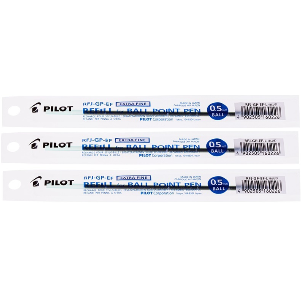 Ручка шариковая + 3 стержня PILOT BPS-GP c резиновым упором, 0.5 мм, масляная основа, цвет чернил синий — фото 1
