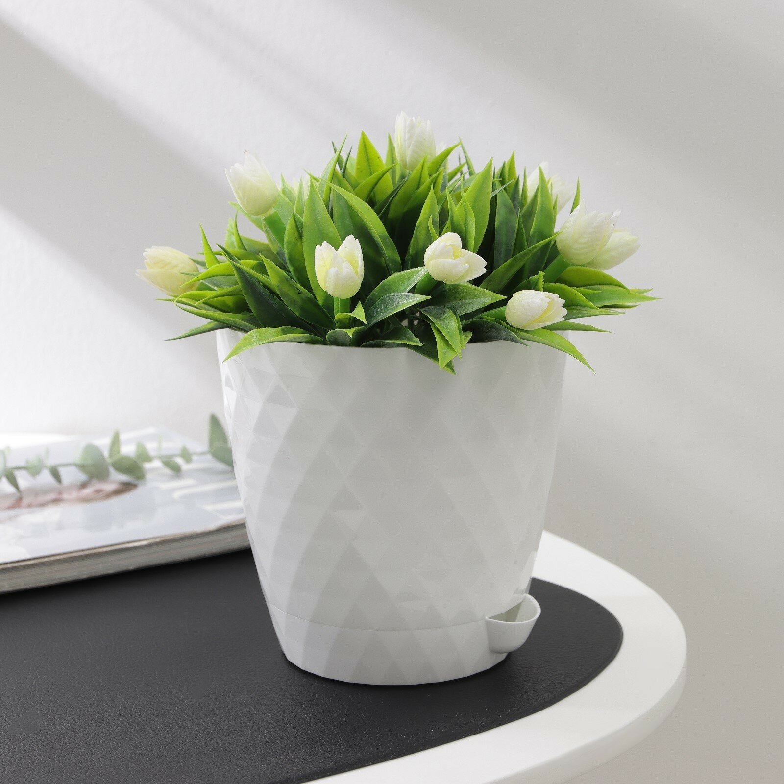 Горшок для цветов с прикорневым поливом «Румба» 15 л белый