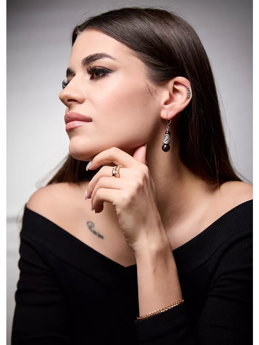 Серьги Вербица, размер 45 мм, серебряный — фото 1