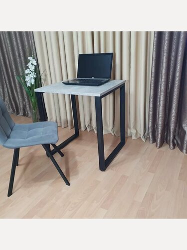 Изображение товара Стол игровой лофт бетон светлый 70*60 см. Черные ножки