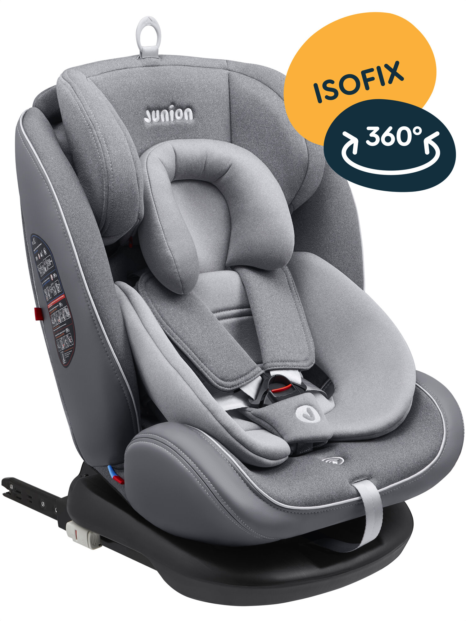 Автокресло JUNION Odri группа 0+/1/2/3 (0-36 кг), Isofix, серое