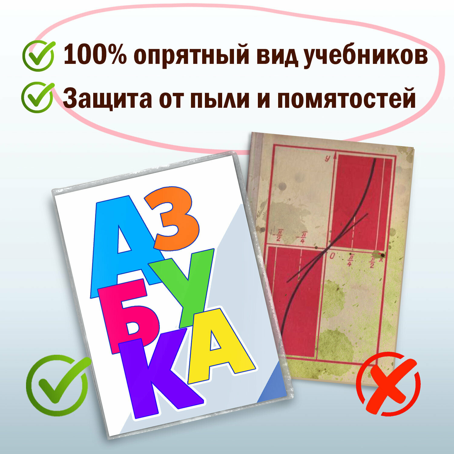 Обложки школьные плотные прозрачные Пвх для учебников и тетрадей А4, контурных карт, атласов большого формата, Пифагор, 5 штук, универсальные, 120 мкм, 302х575 мм, 225772 — фото 1