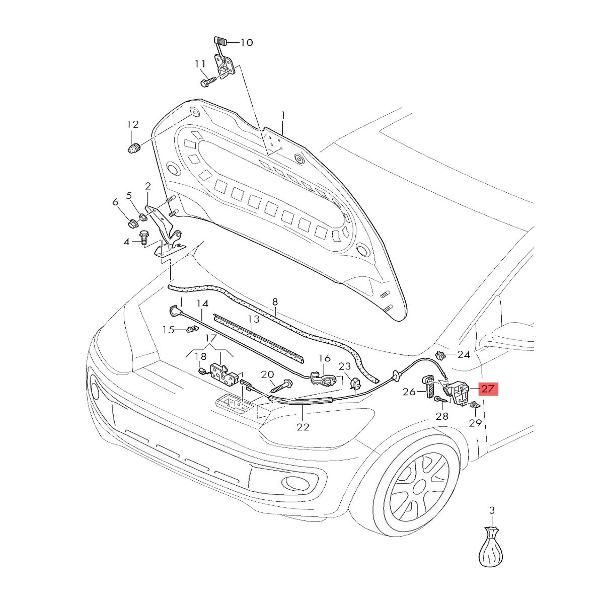 Ручка и кронштейн MyPads для открывания капота автомобиля — фото 1