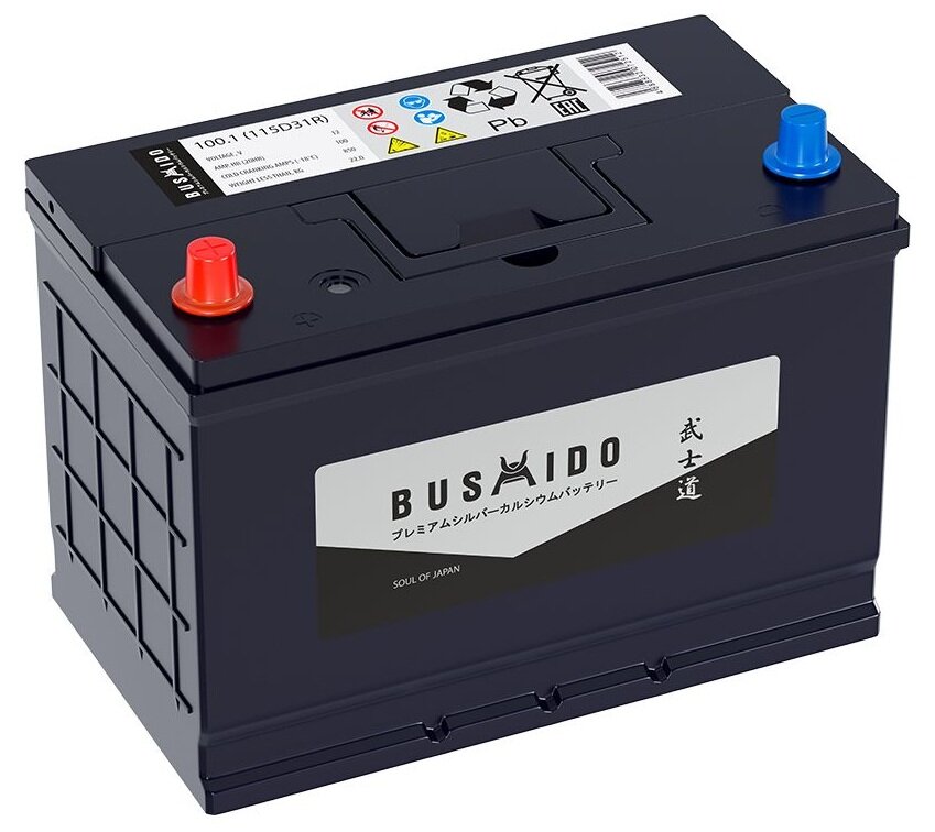 Аккумулятор автомобильный Bushido SJ 115D31R 100 А/ч 850 А прям. пол. Азия авто (306x173x225) с бортиком / Oursun