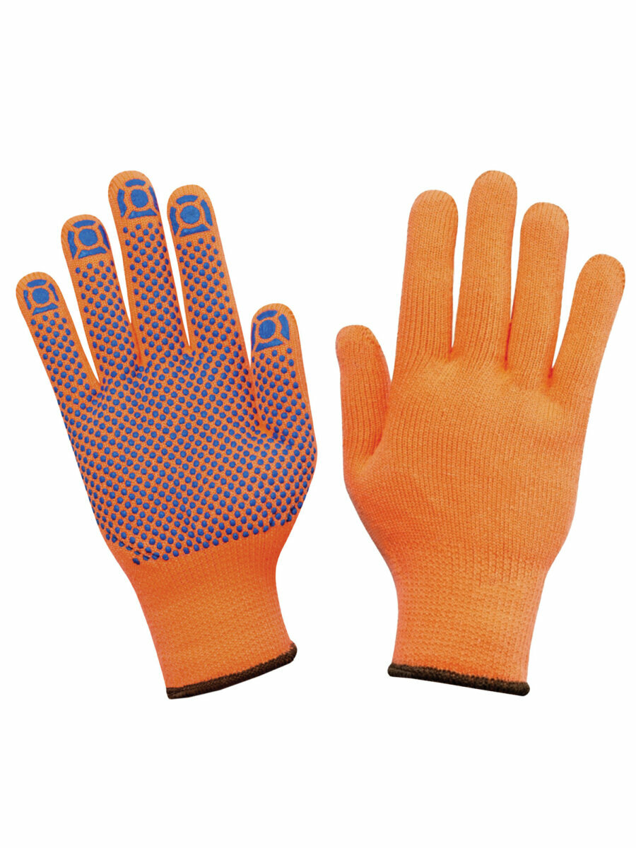 Перчатки многоразовые акриловые Рубифрост 1 пара 10 класс 50-56г размер 9 ПВХ точка утепленные с начесом 608690