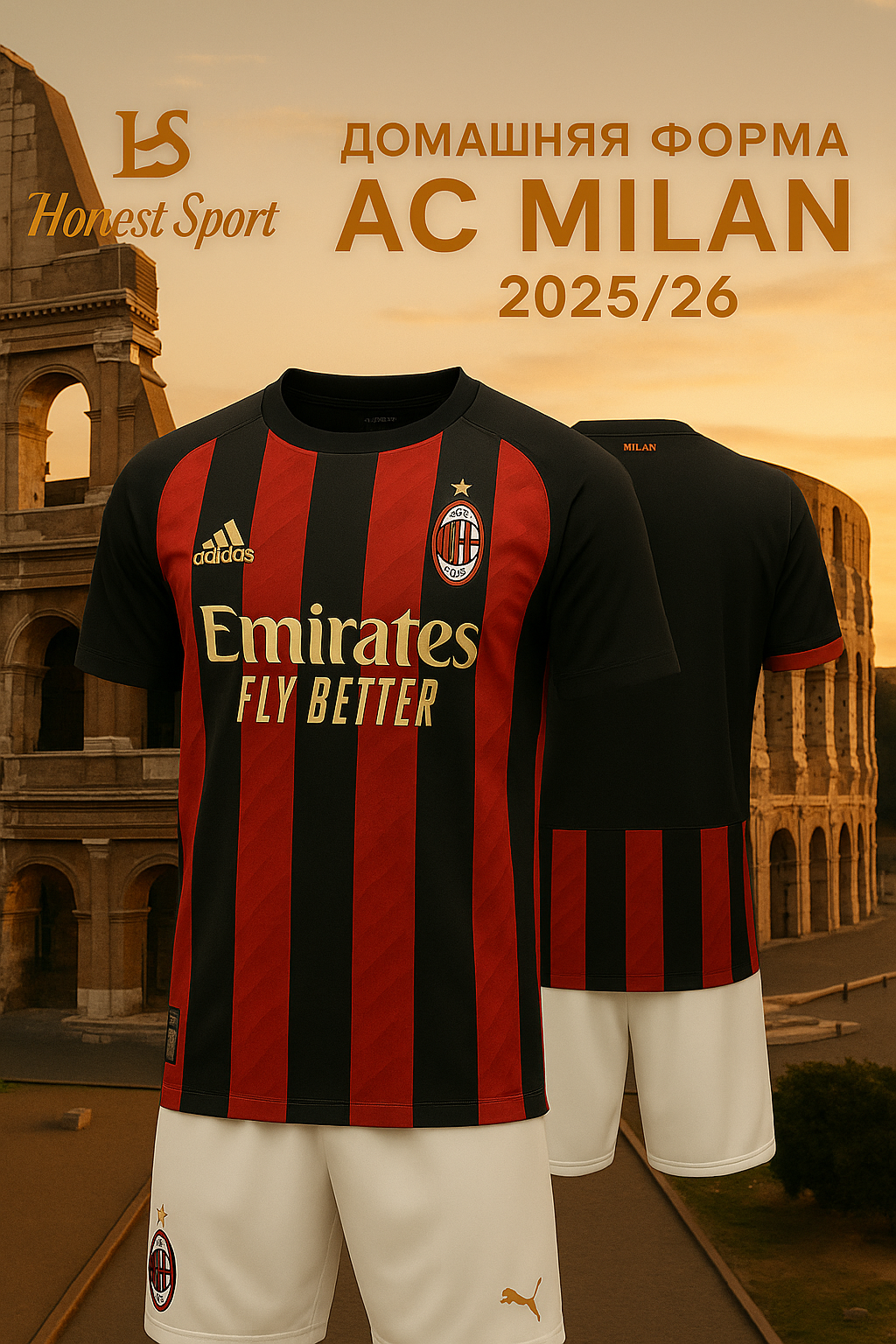 Костюм спортивный AC Milan Home Kit 2025/26 (Puma)