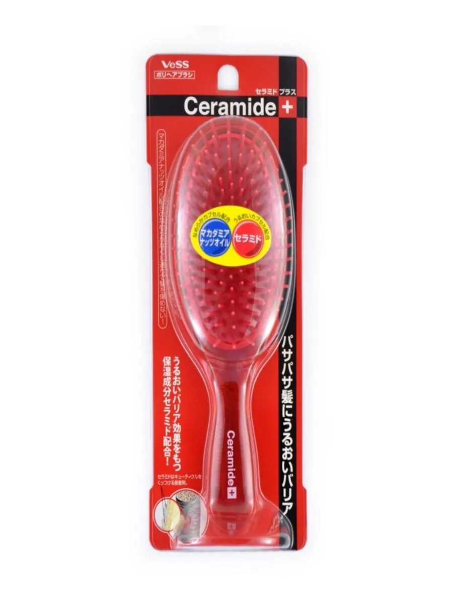 Щетка массажная (круглая) для смягчения волос с церамидами