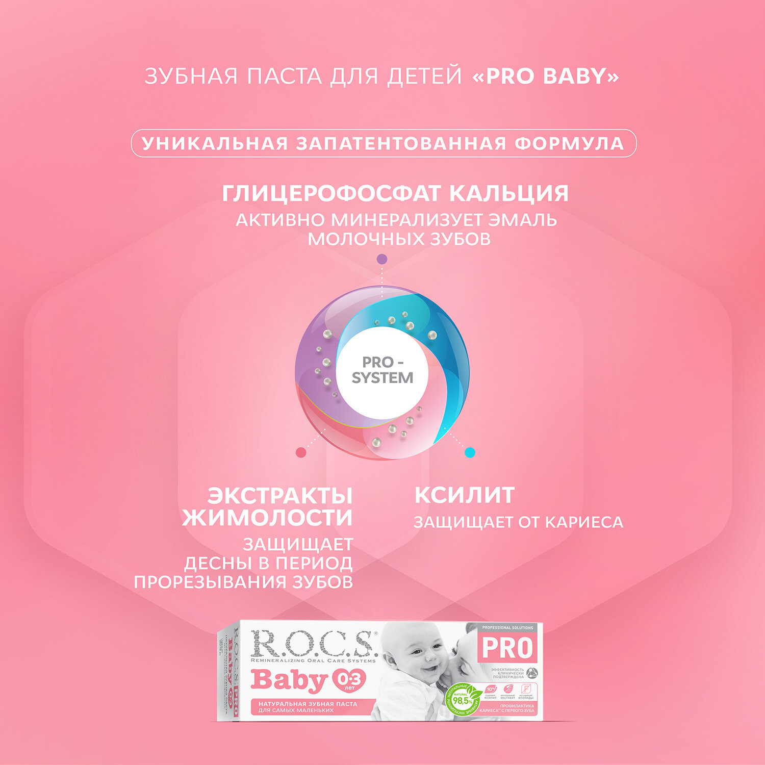 Зубная паста R.O.C.S. PRO Baby Минеральная защита и нежный уход 45 гр