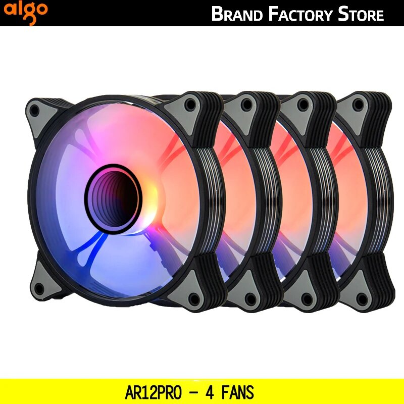 Вентилятор Aigo AR12PRO для компьютера, 120 мм, rgb, 4 контакта, 1-10 шт, 4 fans, A-RGB, Черный